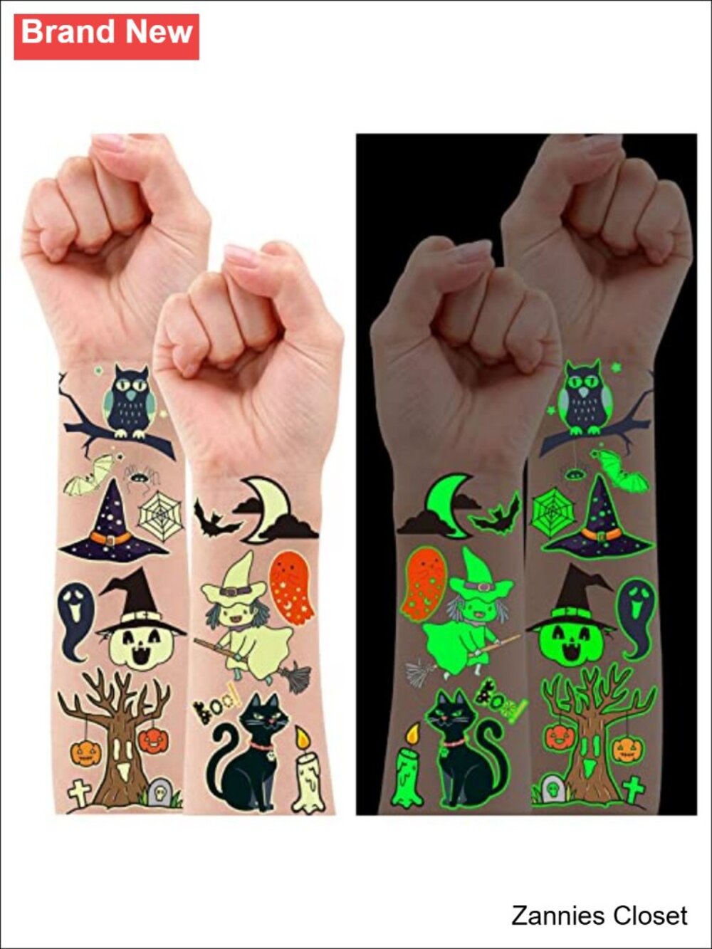 👻 Glow Halloween Temporary Tattoos for Kids Party Favors 24 Sheets 250 Styles